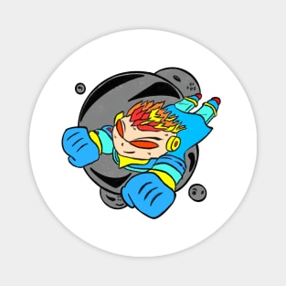 Cartoon boy flying the galaxy Magnet